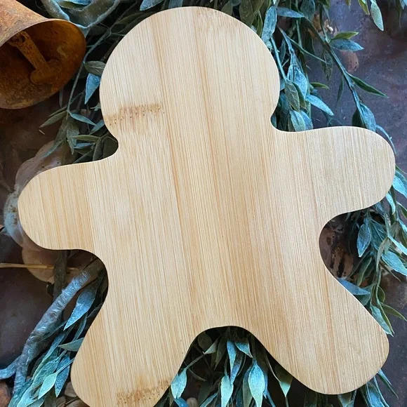 NWOT Unfinished Wood Gingerbread Man Small Tray Holiday Decor - Picture 11 of 15